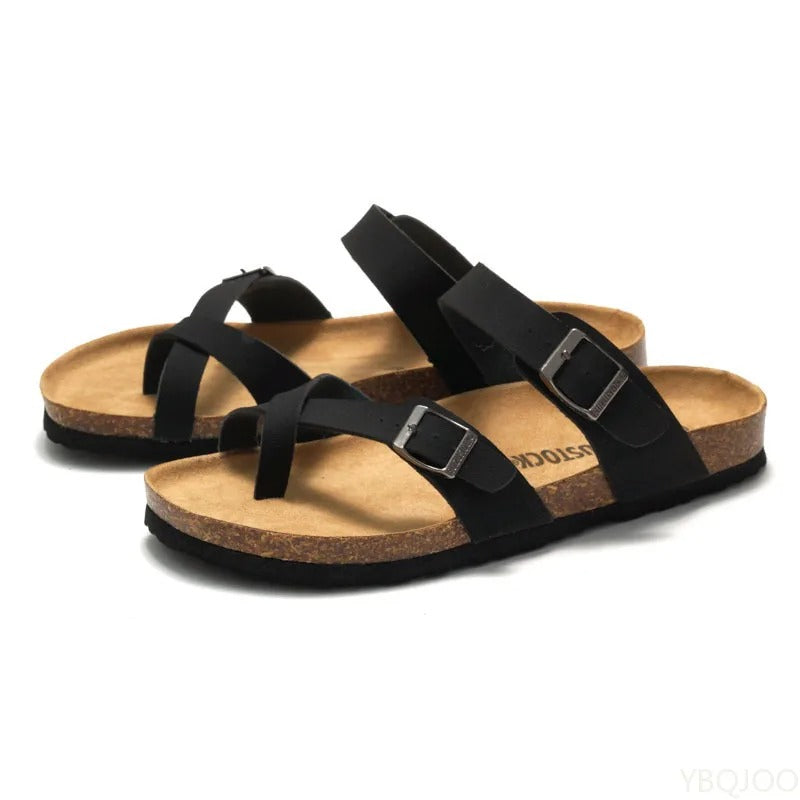 2025 Summer Women's Shoes Fashion cork Slippers Trendy couple beach shoes Casual comfortable flat slippers Zapatos