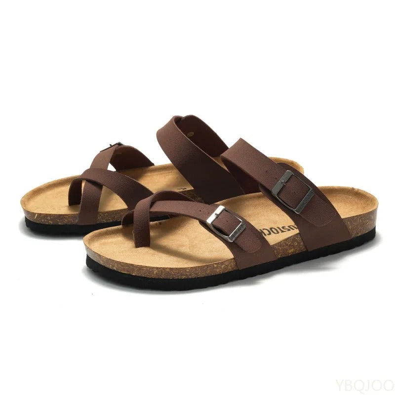 2025 Summer Women's Shoes Fashion cork Slippers Trendy couple beach shoes Casual comfortable flat slippers Zapatos