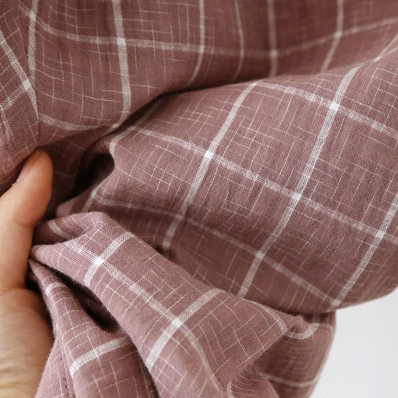 New Men's Spring/Summer Pajama Set 100% Cotton Plaid Long Sleeve Pants Two Piece Set Large Relaxed Home Furnishing