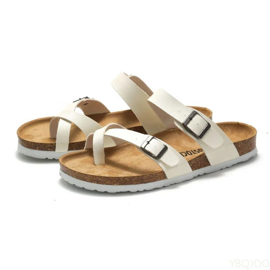 2025 Summer Women's Shoes Fashion cork Slippers Trendy couple beach shoes Casual comfortable flat slippers Zapatos